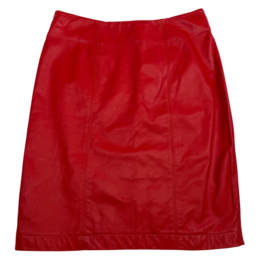 VINTAGE JH COLLECTIBLES‎ Red Leather Pencil Skirt High Waist NWT Size 14